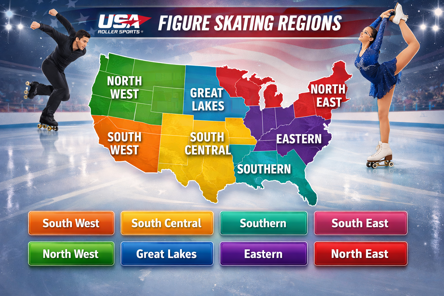 USA Roller Sports Regions Map
